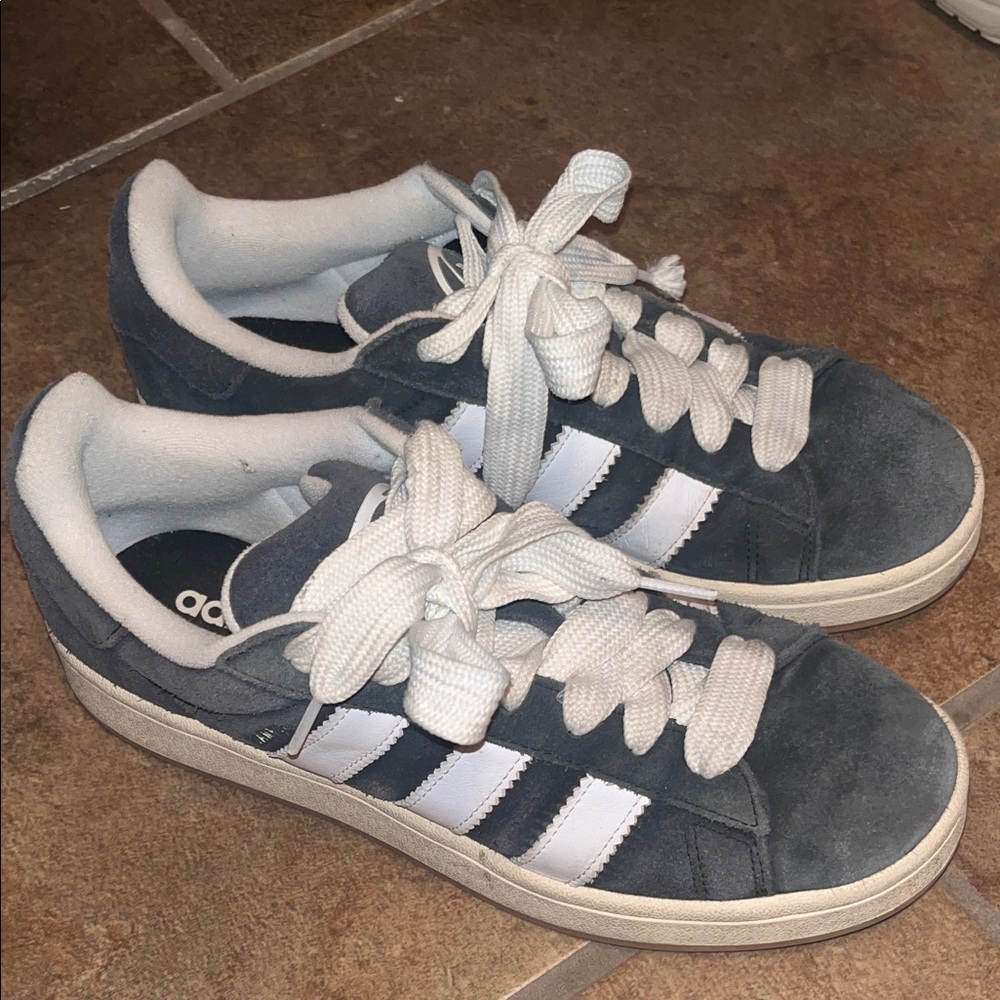 Adidas Dark Gray and White Suede Sneakers